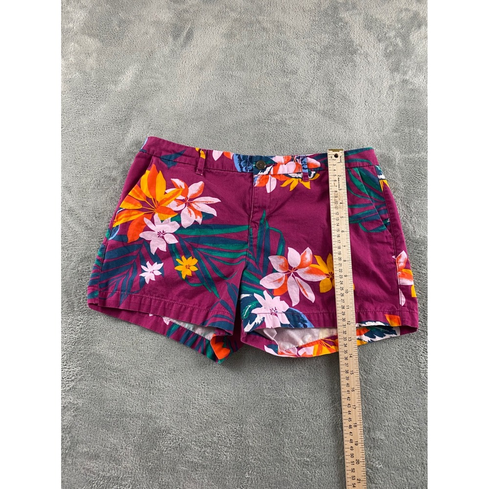 Old Navy Everyday Short Womens 10 Purple Hibiscus Floral Tropical Cotton 1166 - Picture 7 of 11